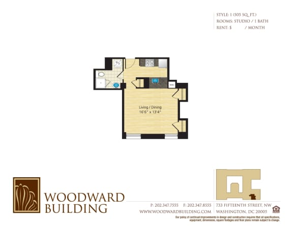 Floor Plan I Woodward at The Woodward Building Apartments, District of Columbia