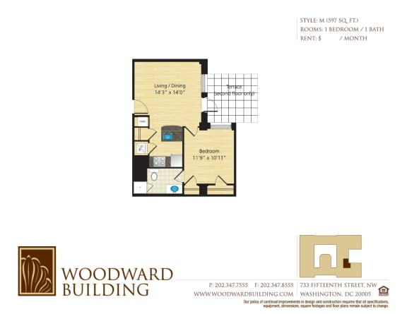 Floor Plan M Woodward at The Woodward Building Apartments, DC, 20005