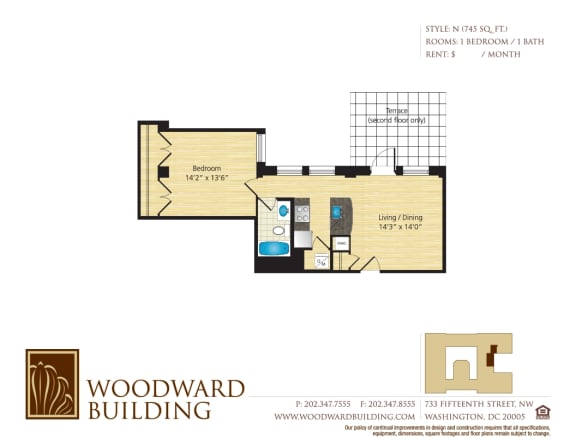 Floor Plan N Woodward at The Woodward Building Apartments, Washington, DC