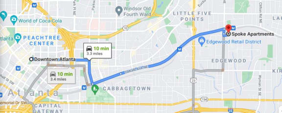 Downtwon_Atlanta_Google_maps at Spoke Apartments, Atlanta, GA