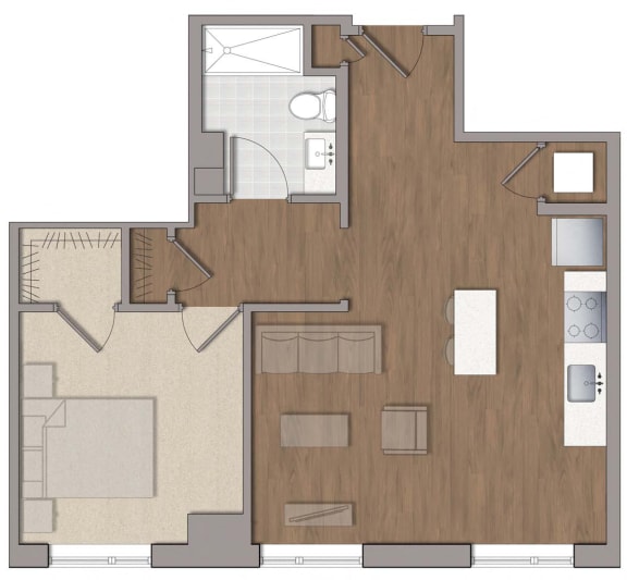 1 bedroom 1 bathroom A4 Floor Plan at The George, Wheaton, 20902