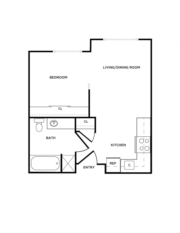 Floor Plan  A1 floor plan at Woodrose Apartments in Bellingham, WA