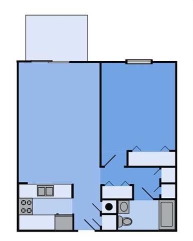 THE CEDAR Floor Plan at Woodbridge Apartments, Louisville, KY, 610 Sq. Ft.