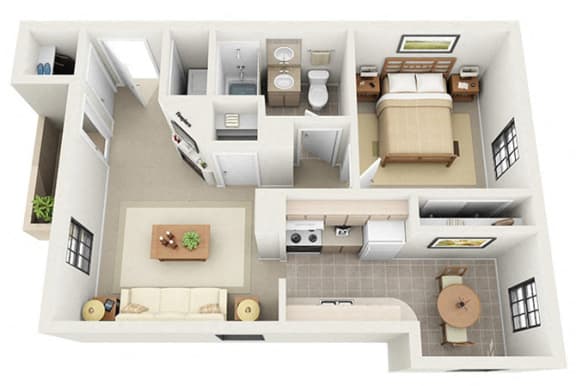 Floor Plan  1 bedroom apartment for rent Santa Fe