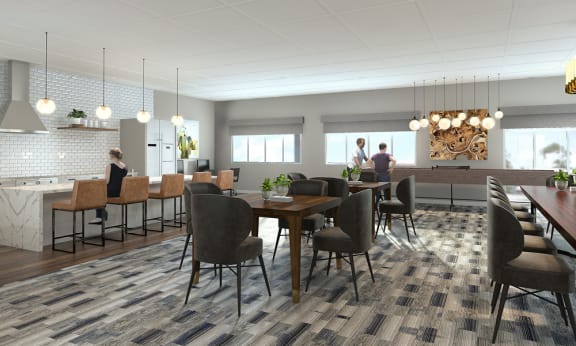 Eat-In Table With High Chairs In Clubhouse at Foxboro Apartments, Wheeling