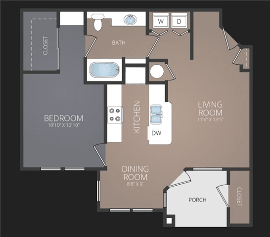 1 bedroom 1 bathroom A2 Renovated Floor Plan 1 bedroom 1 bathroom A2 Renovated Floor Plan at Promenade at Carillon, St. Petersburg, 33716