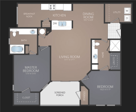 2 bedroom 2 bathroom B3 Floor Plan at Promenade at Carillon, St. Petersburg, 33716