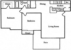 Floor Plan  2 bedroom 1bath Floor Plan at Urban 148, Phoenix, AZ, 85021