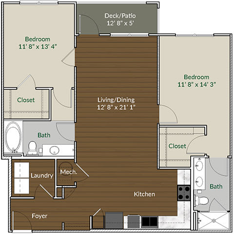 Our B2 floor plan at Apartments @ Eleven240, Charlotte, NC