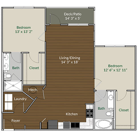 Our B3 floor plan Our B3 floor plan at Apartments @ Eleven240, Charlotte, 28216