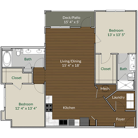 Our B4 floor plan at Apartments @ Eleven240, Charlotte, North Carolina