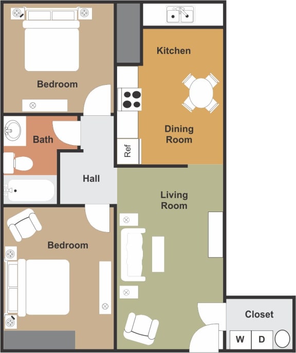 Floor Plan  2 Bedroom 1 Bathroom