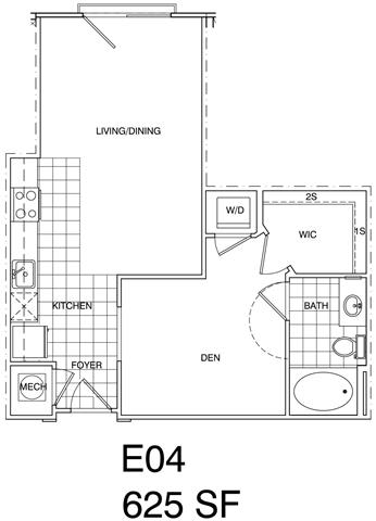 Floor Plan  Studio 625 SF KE4