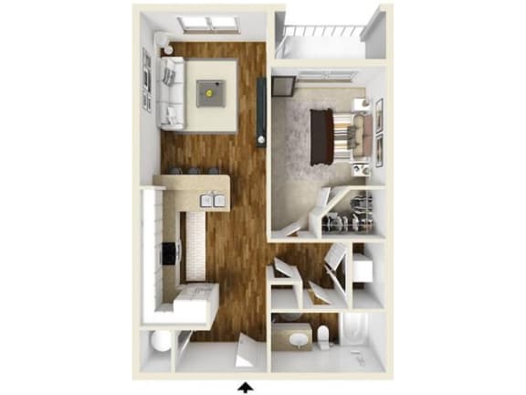 1 bedroom 1 bath The Craft Floor Plan at The Lincoln, Raleigh