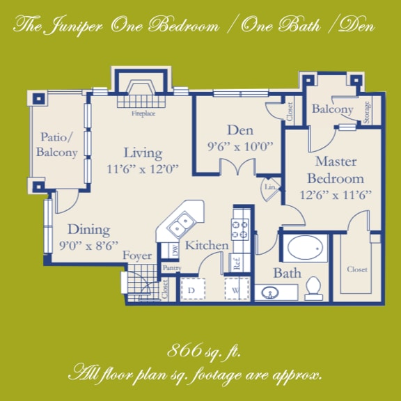 Floor Plan  1 Bedroom with Den