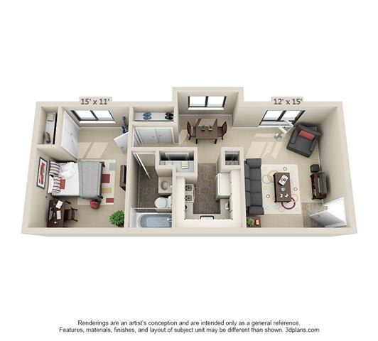  Floor Plan 1 Bedroom