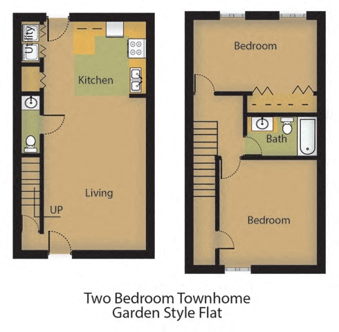 two bedroom townhome apartment
