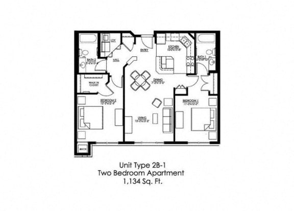 Floor Plan  Two Bedroom B1