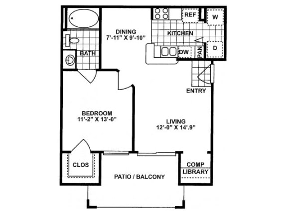 1X1a Deluxe Floor Plan | Lodge at Lakeline Village