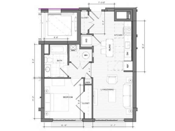 1BR B Floor Plan| Merc