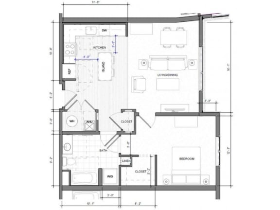 1BR D Floor Plan| Merc