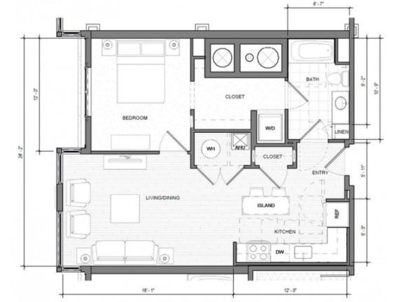 1BR H Floor Plan| Merc