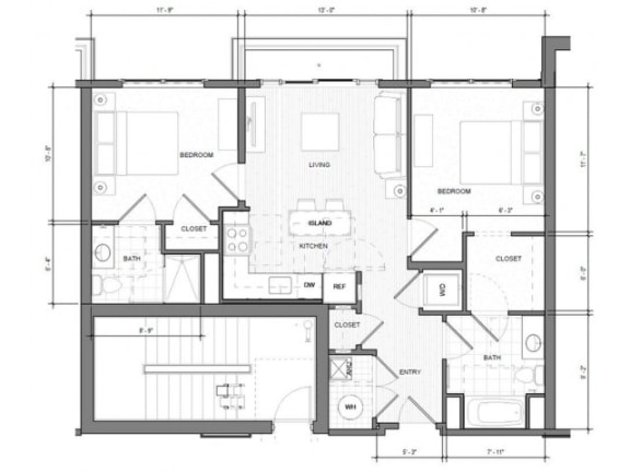 Floor Plan  2BR B Balcony Floor Plan| Merc