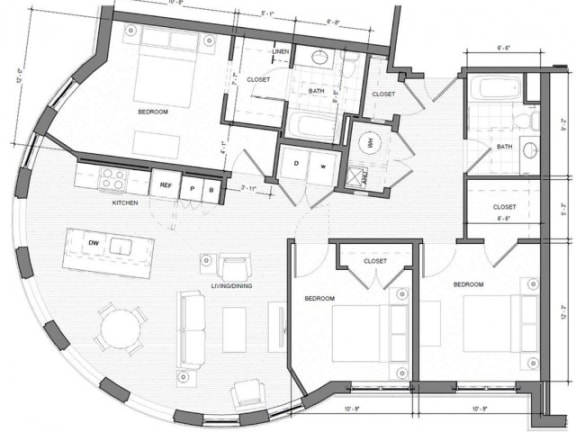 3BR-B Floor Plan| Merc