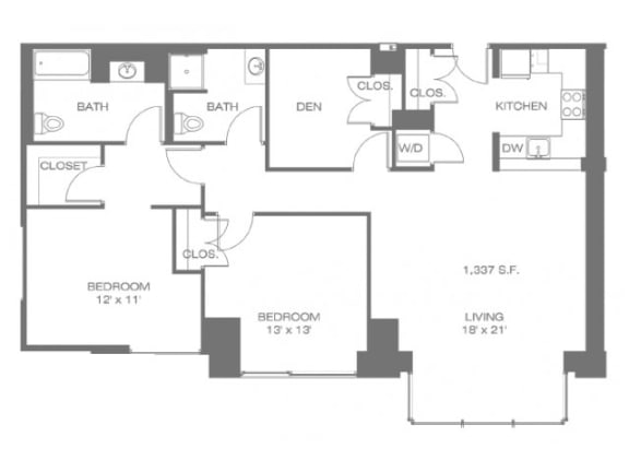 The Livingston Floor Plan | Residences at Manchester Place