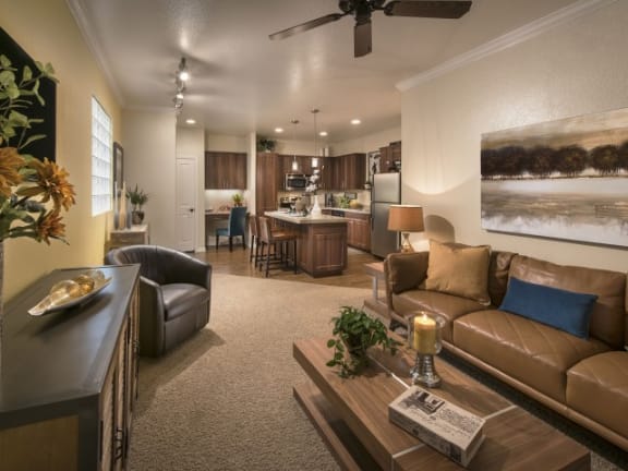Living Room With Kitchen View| Villas at San Dorado