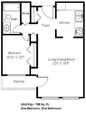 Floor Plan 1 BEDROOM (A2)