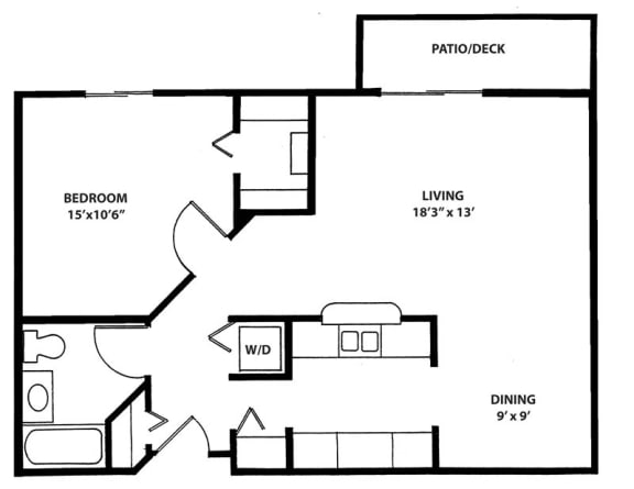 Floor Plan  1 Bedroom 1 Bath Handicap Accessable
