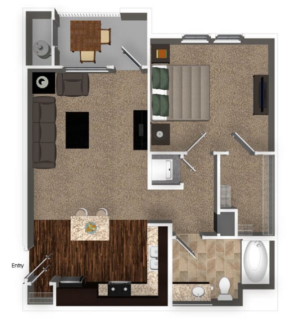 A2 Floor Plan at Miro Apartments, Santa Fe Springs, CA, 90670