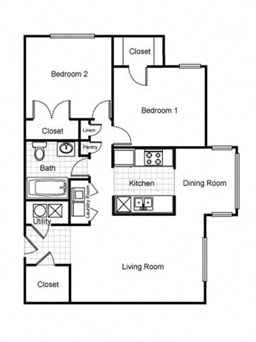 2 Bedroom 1 Bath 2D FloorplanLafayette Village Apartments property logo Jersey City, NJ