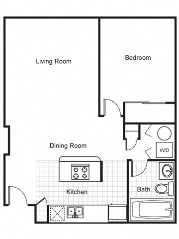 1 Bedroom 1 Bath 2D Floorplan Studio apartment 2D Floorplan-The Brewery Apartments, St. Louis, MO