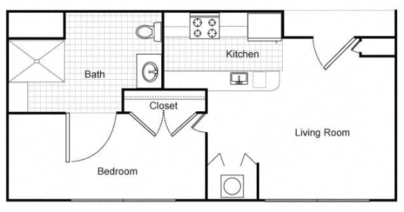 Floor Plan  1 Bedroom 1 Bath 2D Floorplan-Senior Living at Renaissance Place at Grand Apartments, St. Louis, MO