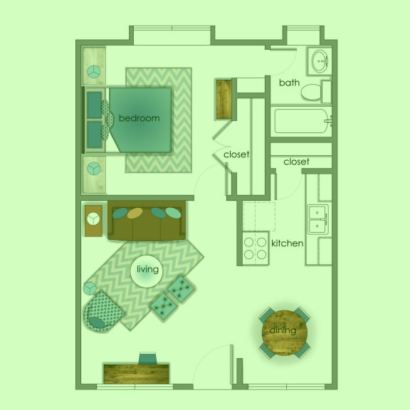 Floor Plan  Vol 5 - 1 Bedroom 1 Bathroom