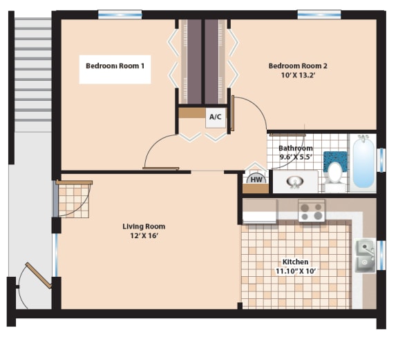 Floor Plan  2 Bedroom/ 1 Bath II