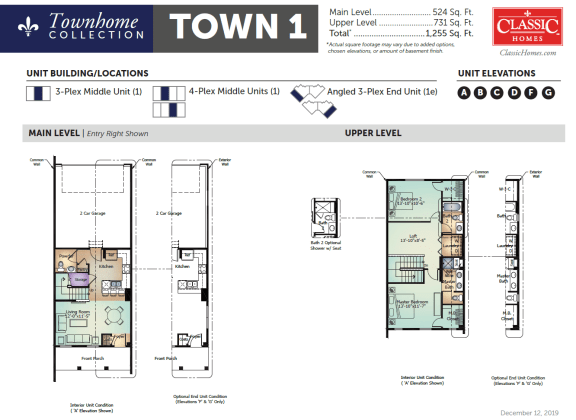  Floor Plan Town 1E - Two bedroom w/ Loft