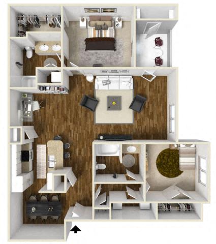  Floor Plan Two Bedroom W-Study