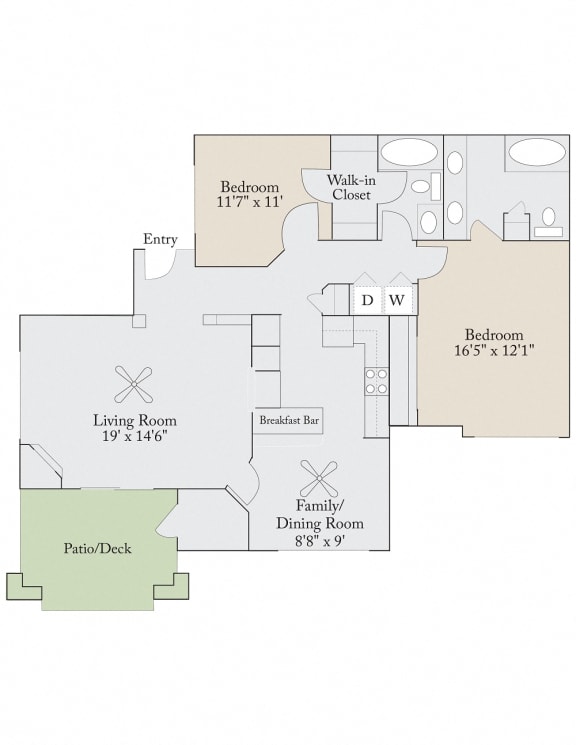 Floor Plan  Floor plan at Cambridge Apartments, Raleigh, 27615