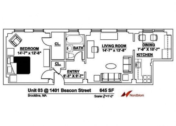 Floor plan at The Regent, Brookline, MA 02446