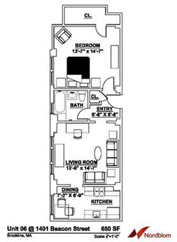 Floor plan at The Regent, Brookline, MA 02446