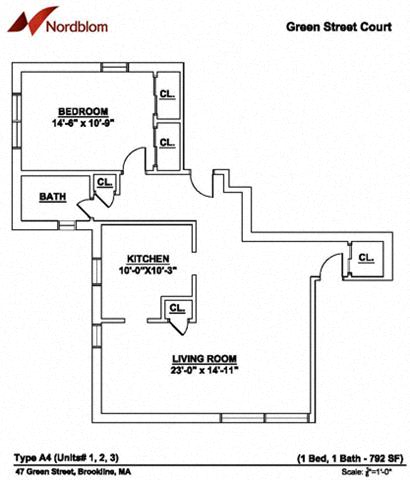Floor plan Floor plan at Green Street, Massachusetts, 02446
