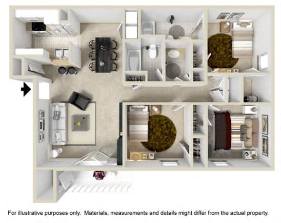 Floor Plan  Three Bedroom, Two Bathroom Floor Plan