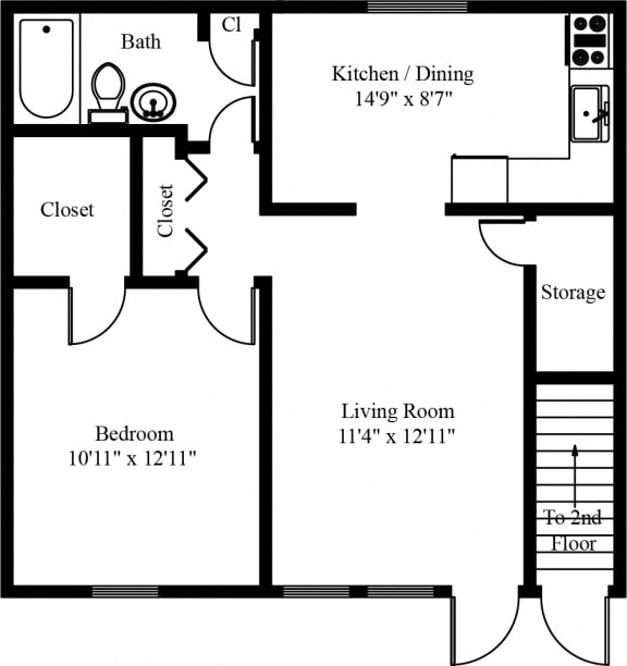 1 Bedroom 1 Bathroom Floor Plan in Chembersburg