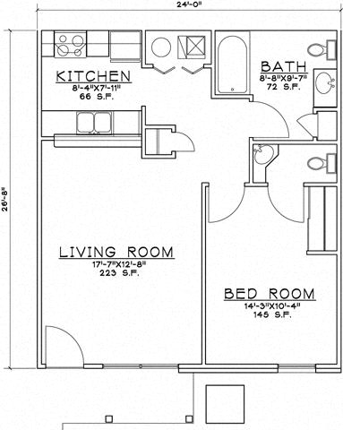 Floor Plan  1 Bedroom Unit