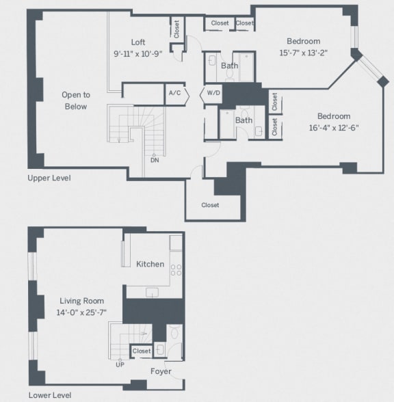 Penthouse Two Bedroom Floor Plan at The Franklin Residences, Philadelphia, PA, 19107