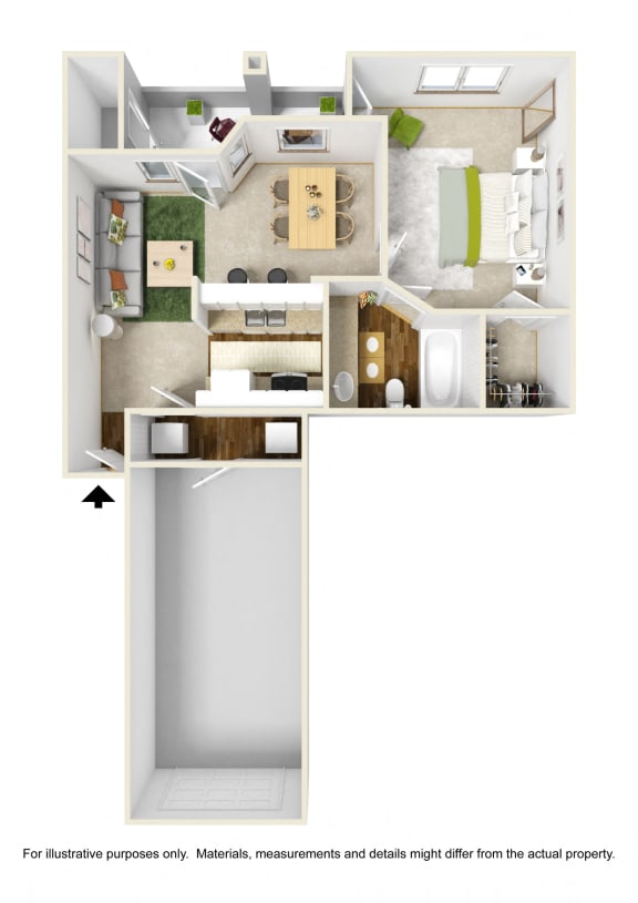 Floor Plan A2 (3D) at La Costa Apartments in Plano, Texas, TX