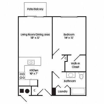  Floor Plan 1 Bedroom Apartment